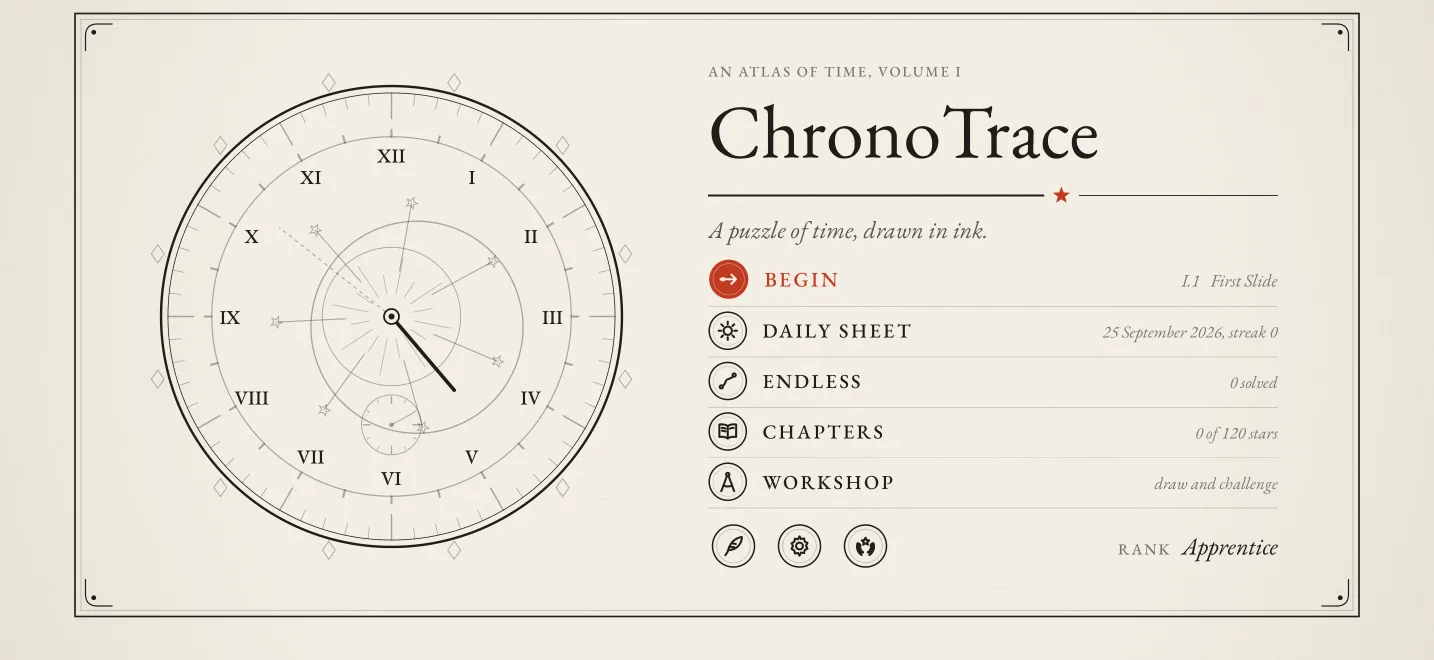 The title page, with the book, the daily sheet and Endless mode.