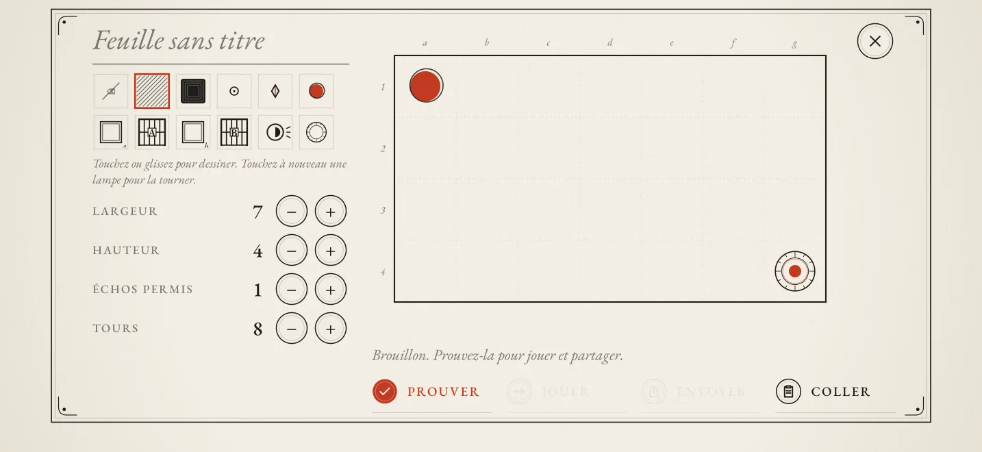 Dessinez votre propre énigme dans l’Atelier et partagez-la.